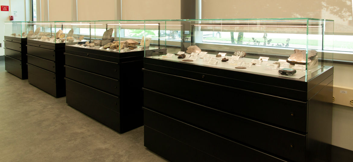 Table display cases at the Hutchinson Suite